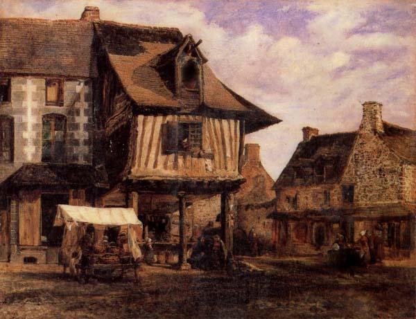 Pierre etienne theodore rousseau A Market in Normandy Germany oil painting art